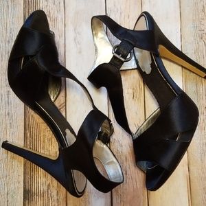 Black Satin Heels